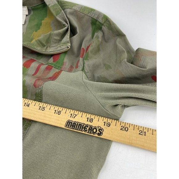 Chico's Jacket Zenergy Olive Green Zip Up Lightweight Medium Size 1 Splatter - Picture 7 of 11